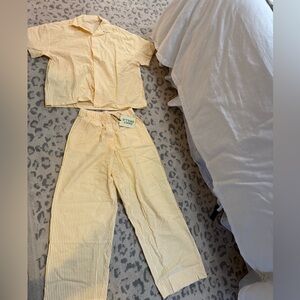 NWT Daily Drills orange seersucker set! Xs/s